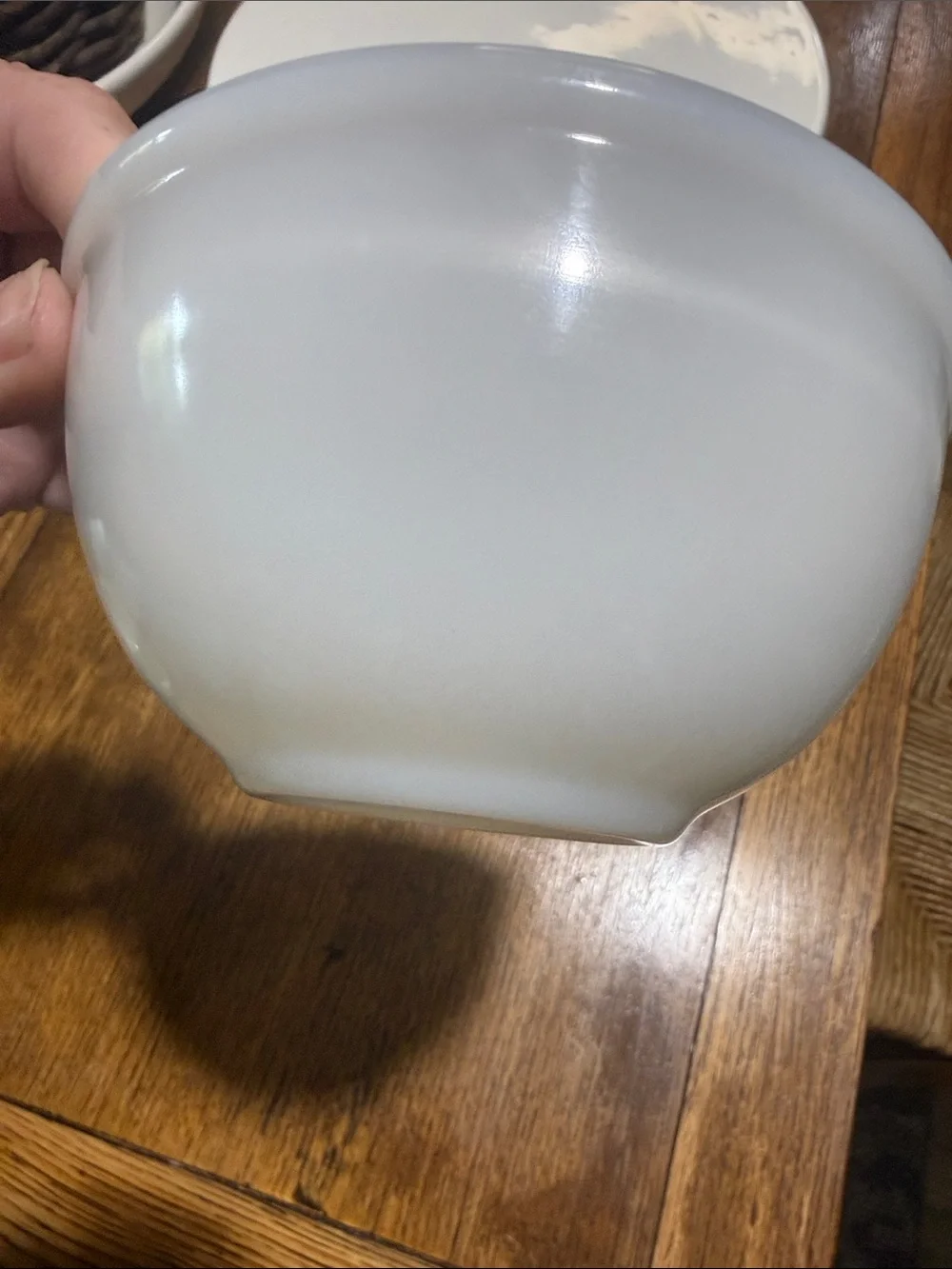 Vintage fire king beaded rim edge milk glass mixing bowl 5”